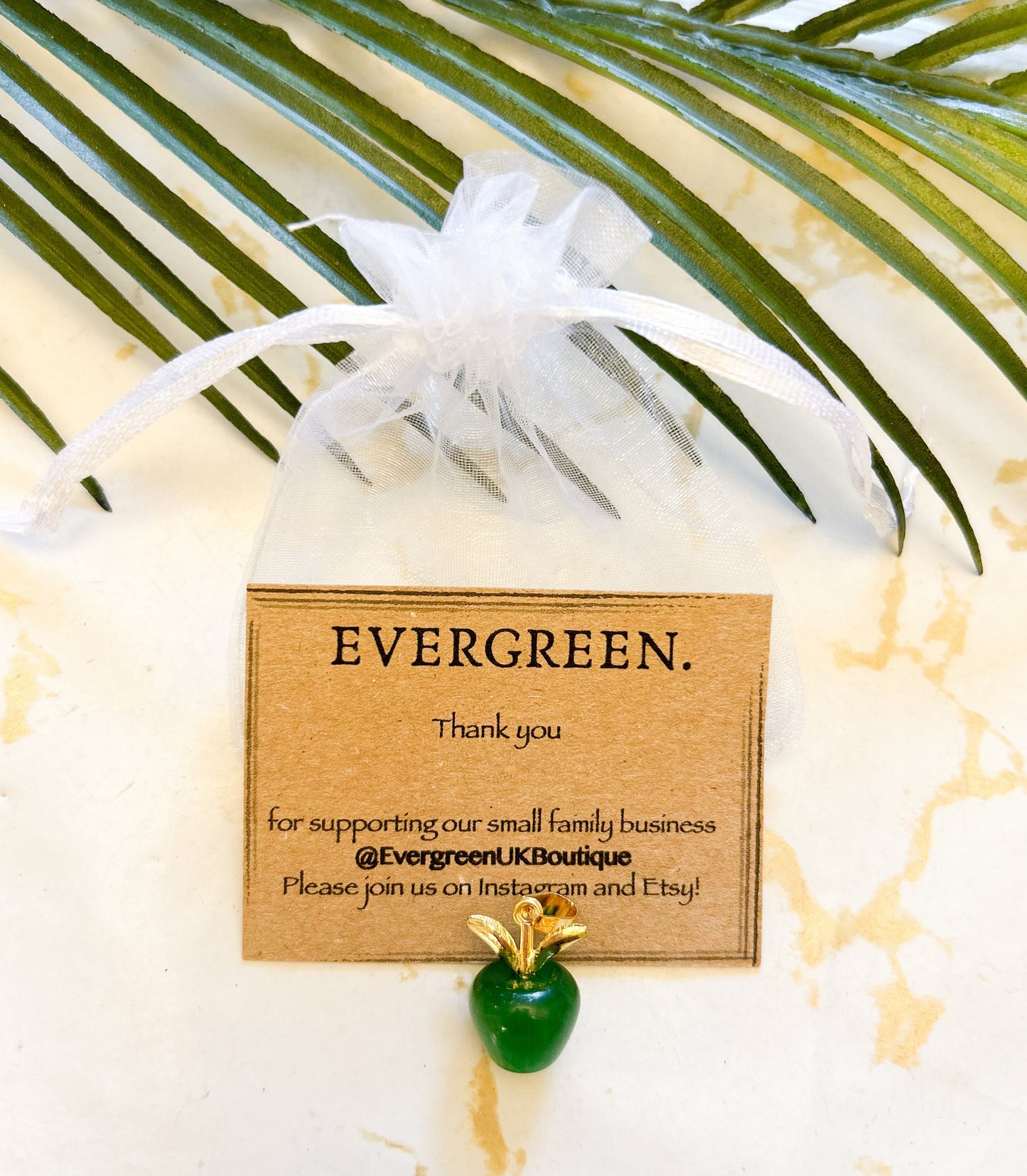 Pink / Green Quartz Crystal Apple Pendant / Charm
