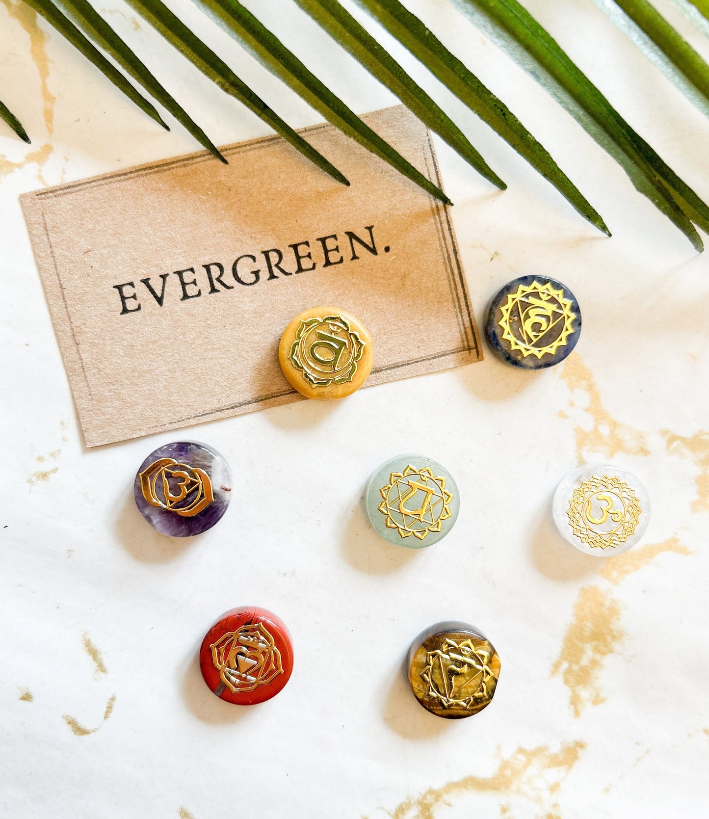 Crystal Chakra Meditation Button / Stone / Disc / Coin