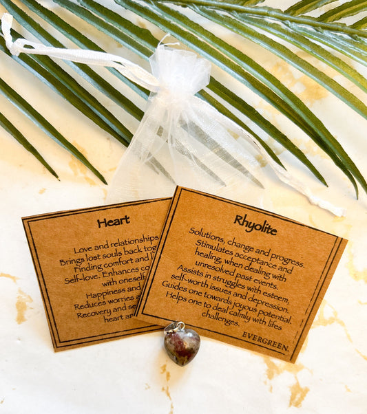 Rhyolite Crystal Heart Pendant - Acceptance, Healing & Self-Worth