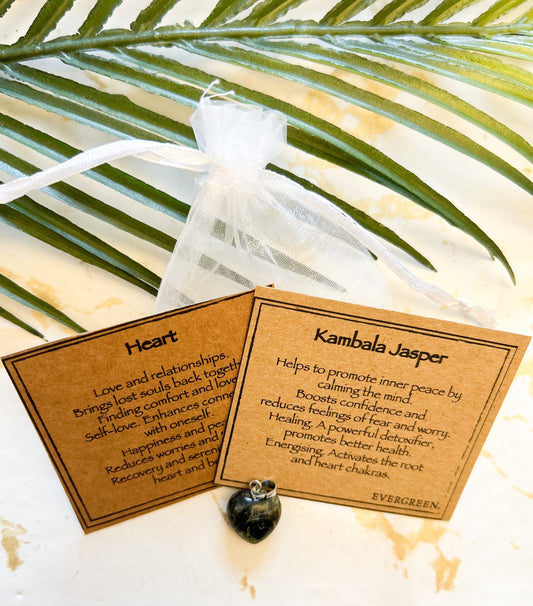 Kambala Jasper Crystal Heart Pendant - Healing, Inner Peace & Confidence