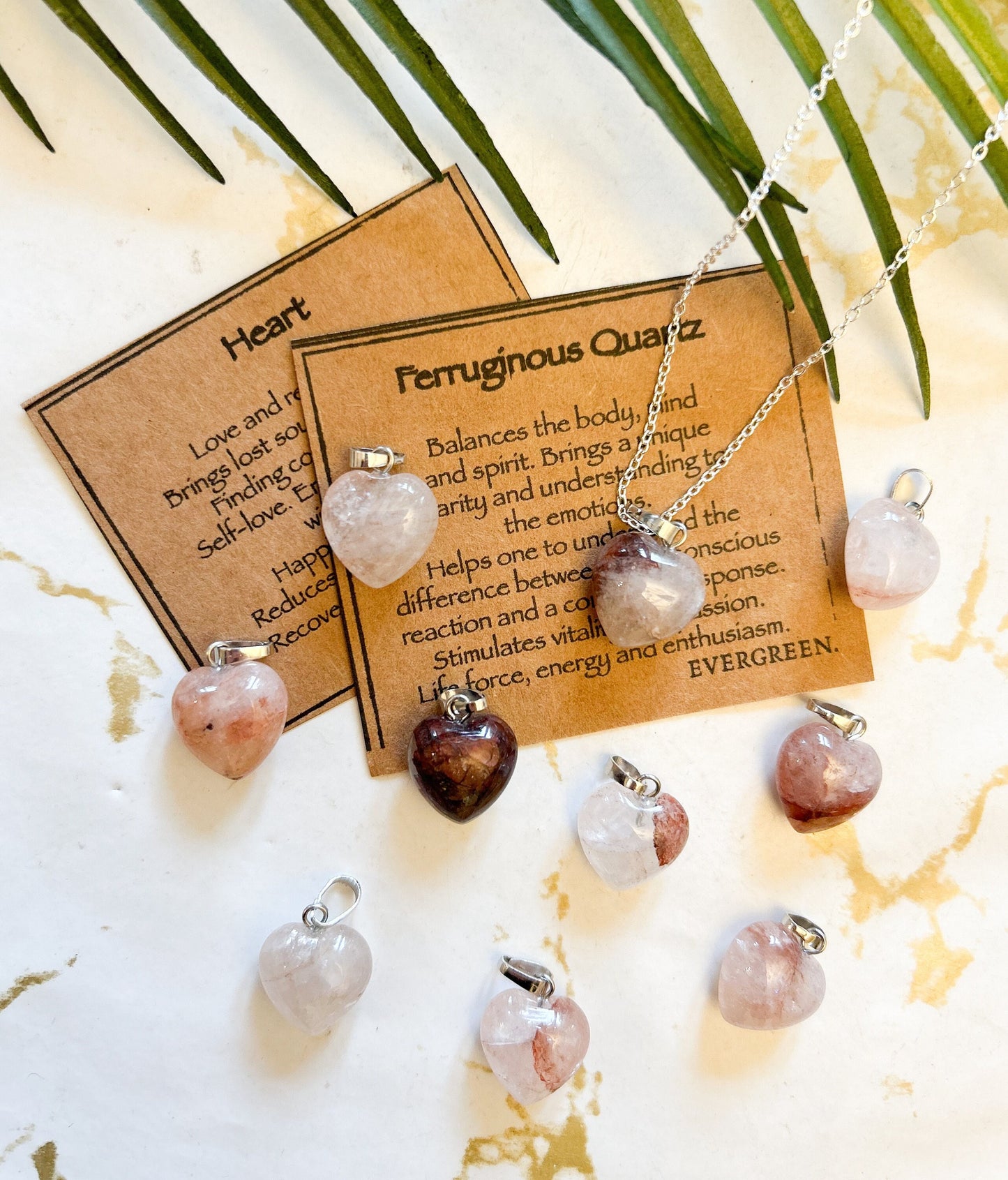 Ferruginous Quartz Crystal Heart Pendant - Balance, Clarity & Vitality