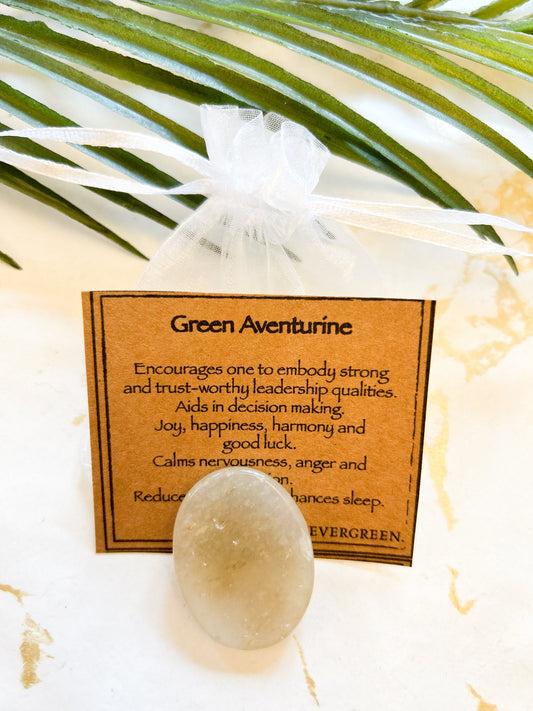 Green Aventurine Crystal Thumb / Worry Stone - Joy, Harmony & Good Luck