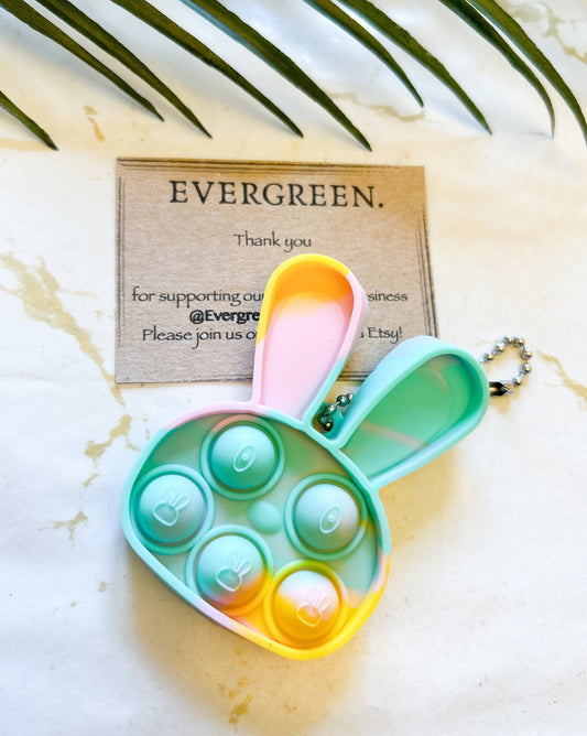 Easter / Springtime Fidget Popper Keychain For Stress / Anxiety Relief - Rabbit, Bunny, Chick, Chicken, Flower, Butterfly, Fish, Egg