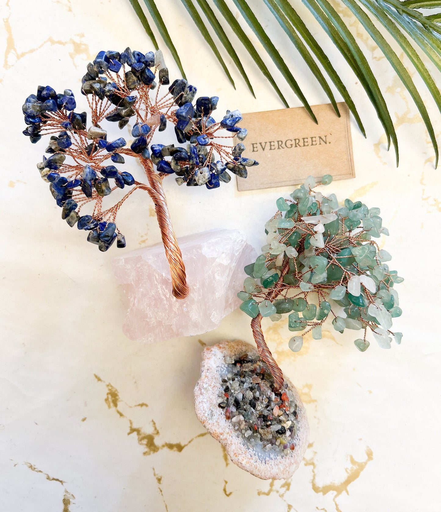 Crystal Chip Tree - Lapis Lazuli / Green Aventurine / Rose Quartz
