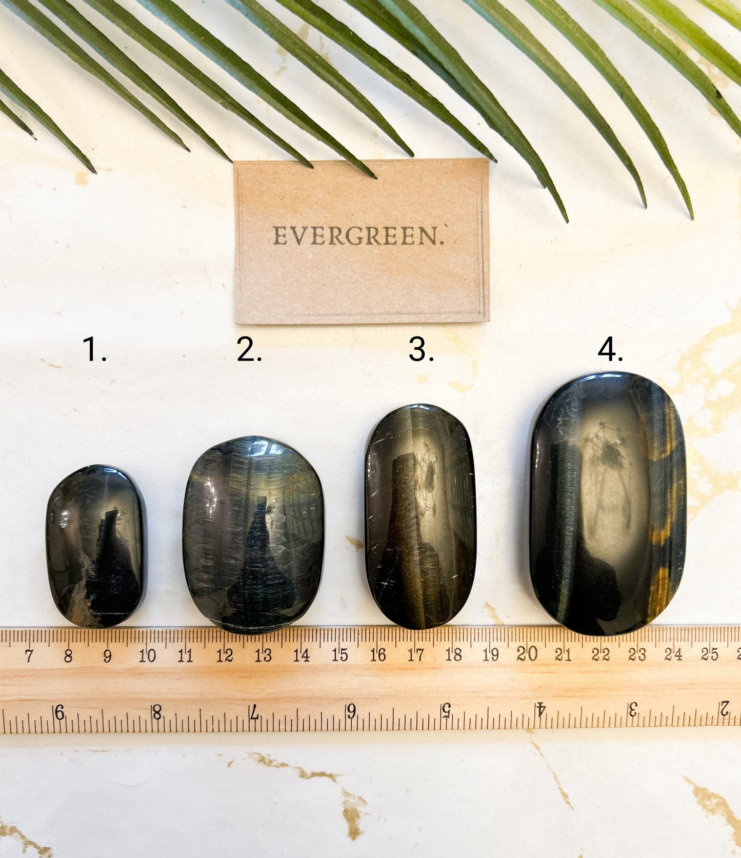 Blue / Gold Tiger's Eye Crystal Palm Stone - Balance, Courage & Self-Worth