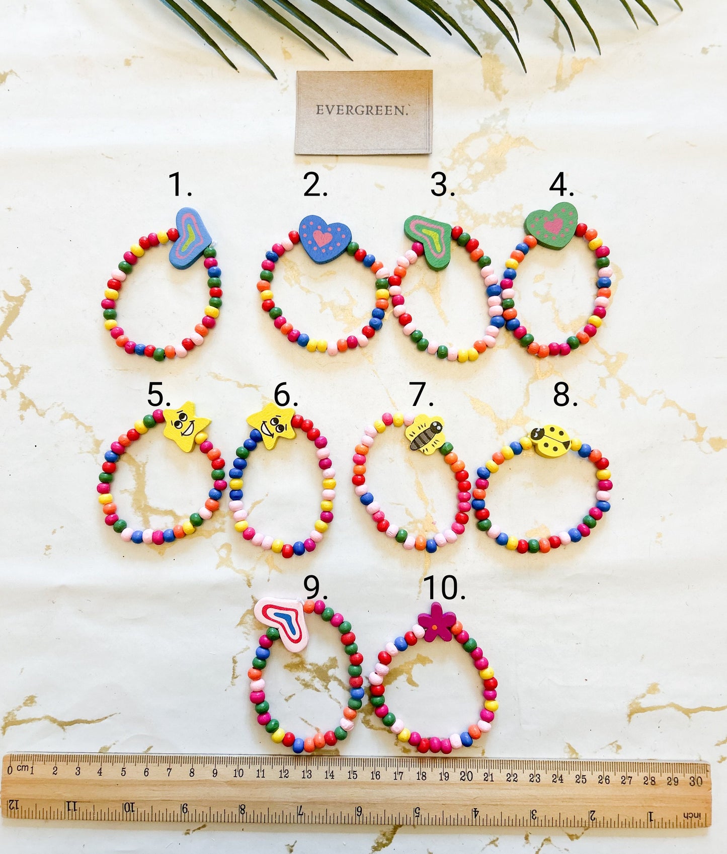 Children's Beaded Wooden Bracelet - Bee / Star / Heart / Butterfly / Flower