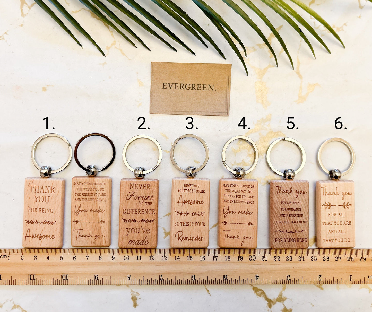 Thank You Quote Wooden Keychain - Colleague / Friend / Mum / Dad / Teacher / Boss / Employee