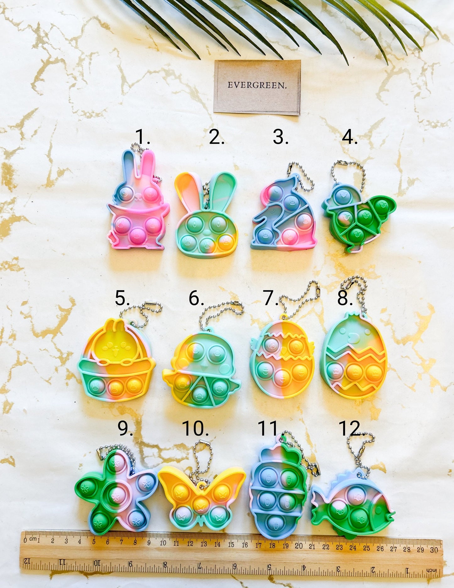 Easter / Springtime Fidget Popper Keychain For Stress / Anxiety Relief - Rabbit, Bunny, Chick, Chicken, Flower, Butterfly, Fish, Egg