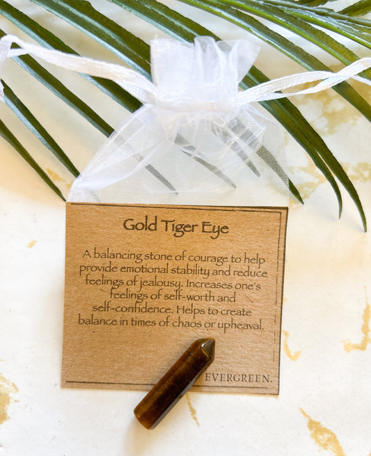 Gold Tiger Eye Crystal Point - Courage, Stability & Self-Confidence