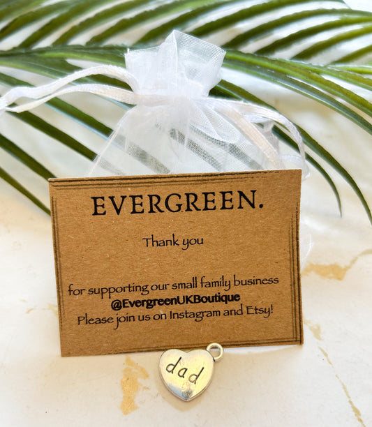 Dad Pendant / Charm Silver Heart - Father / Father's Day / Daddy