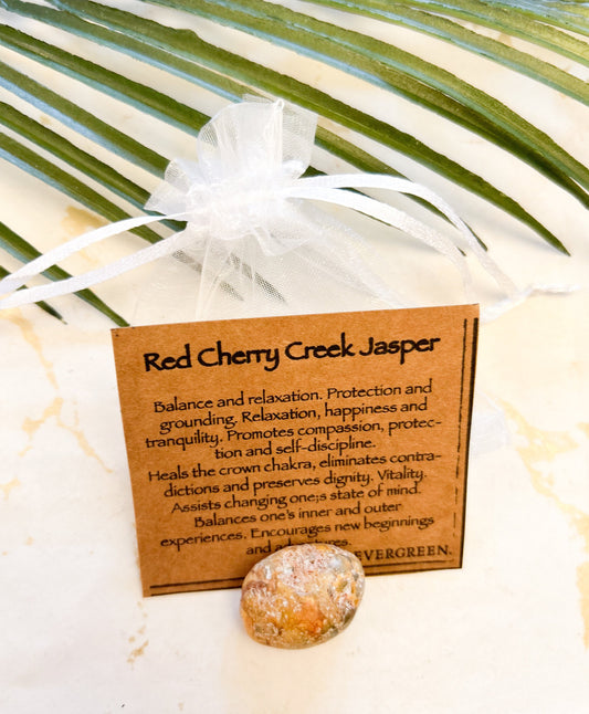 Red Cherry Creek Jasper Crystal Tumbled Stone - Protection, Balance & Relaxation