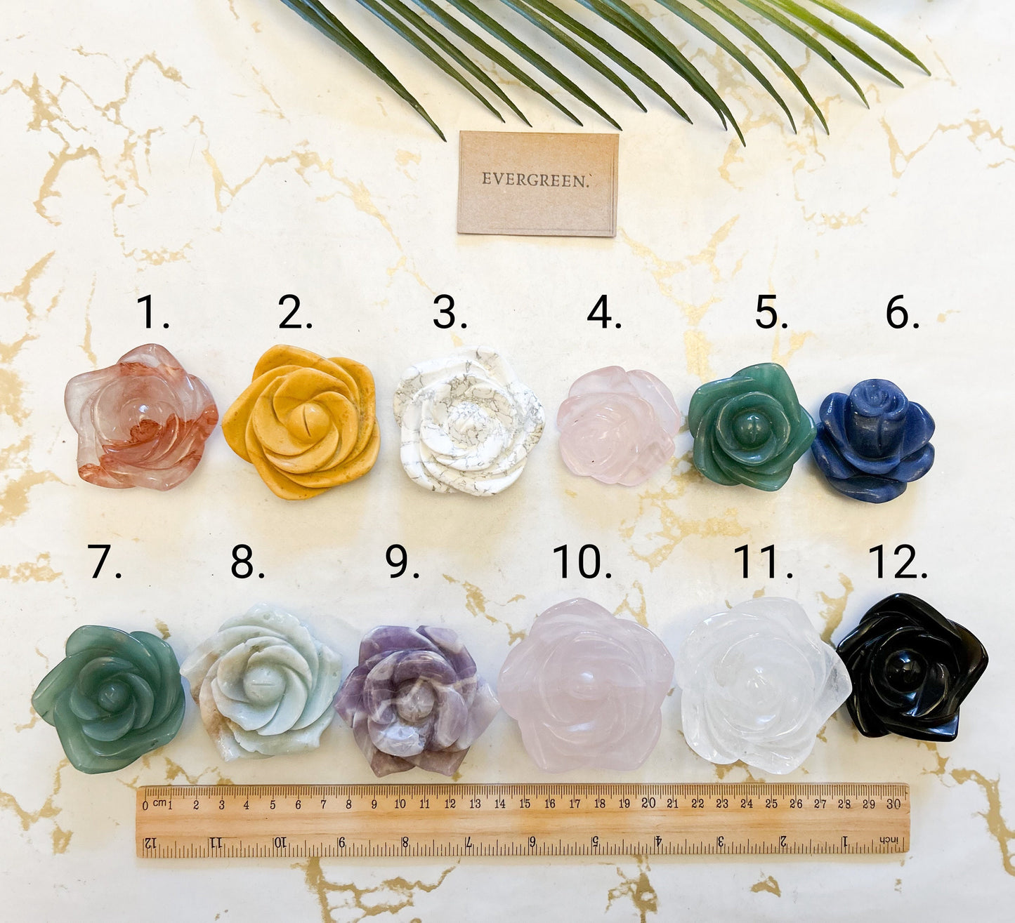 Crystal Flower / Rose Carvings - Aventurine / Jade / Amethyst / Quartz / Obsidian / Amazonite / Howlite