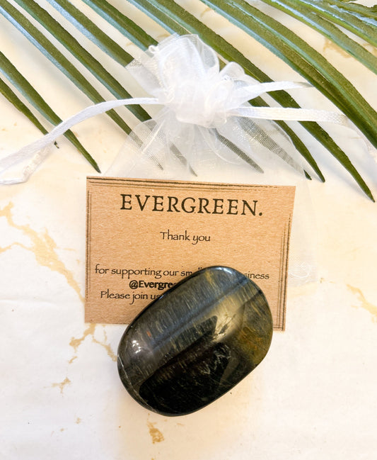 Blue / Gold Tiger's Eye Crystal Palm Stone - Balance, Courage & Self-Worth