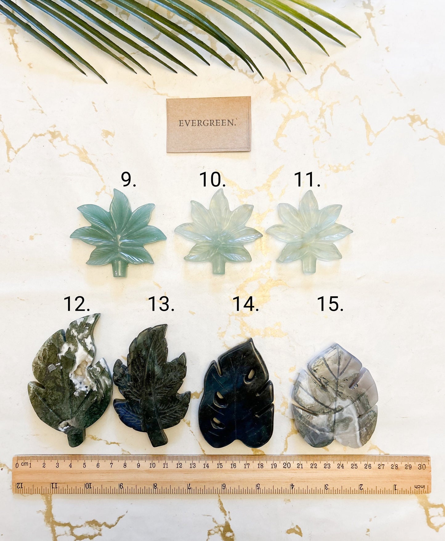 Crystal Flower & Leaf Carvings - Rose Quartz, Fluorite, Labradorite, Green Aventurine