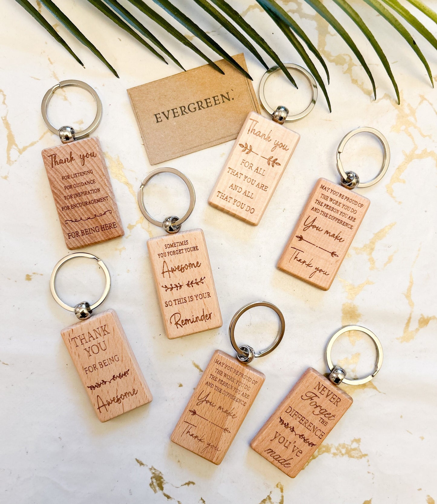 Thank You Quote Wooden Keychain - Colleague / Friend / Mum / Dad / Teacher / Boss / Employee