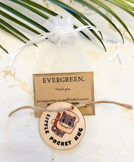 Wooden Pocket Hug / Token / Keepsake - Cat / Heart / Penguin / Unicorn / Sloth / Doughnut
