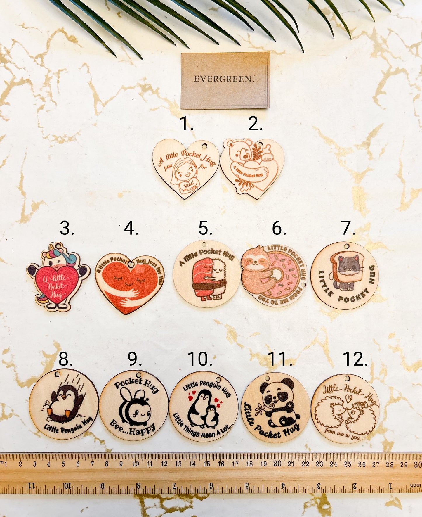 Wooden Pocket Hug / Token / Keepsake - Cat / Heart / Penguin / Unicorn / Sloth / Doughnut