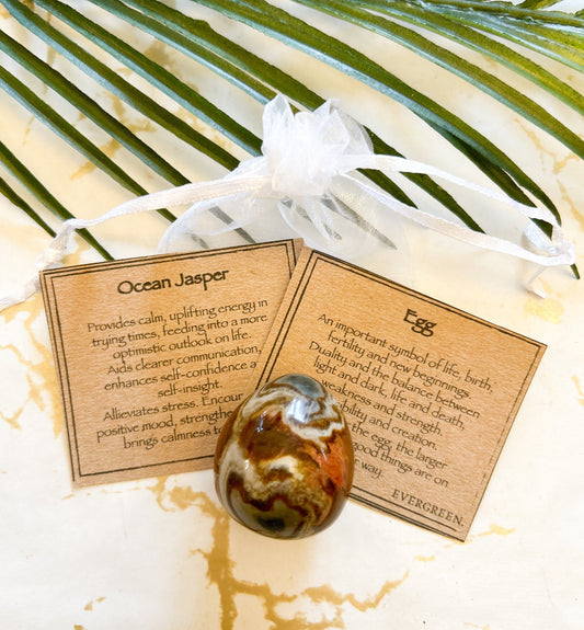 Ocean Jasper Crystal Egg - Calming, Positivity & Uplifting Energy