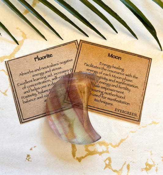 Fluorite Crystal Moon - Positivity, Balance & Energy