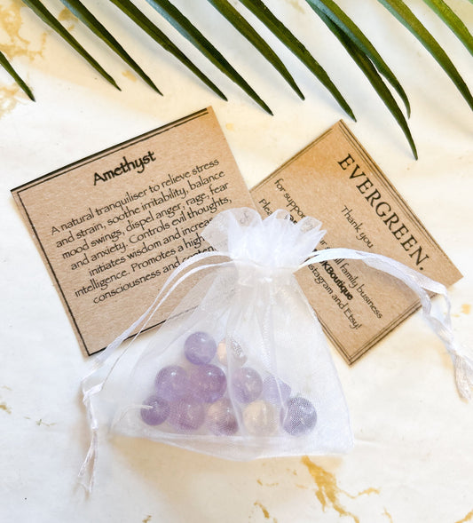 Amethyst Crystal Spheres 20g Gift Bag - Balance, Consciousness & Contentment