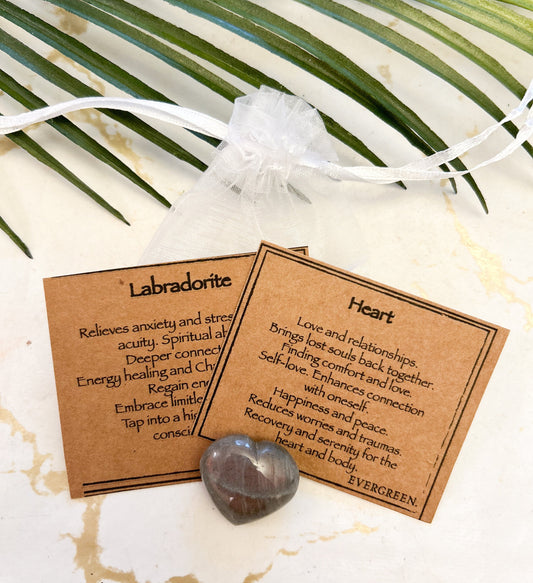 Labradorite Crystal Heart 25mm-30mm - Stress & Anxiety Relief