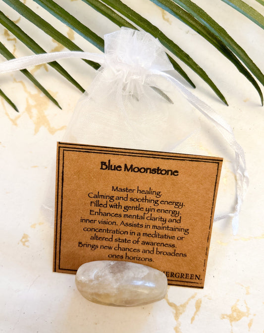 Blue Moonstone Crystal Tumbled Stone - Calming, Soothing & Clarity