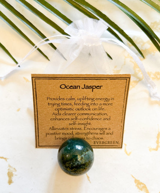Ocean Jasper Crystal Sphere - Strength, Positivity & Calm