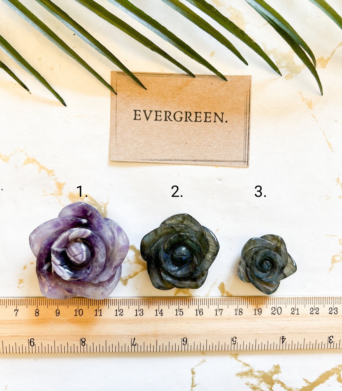 Amethyst & Labradorite Crystal Rose Carvings