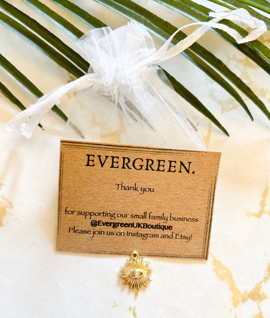 Gold Celestial Evil Eye Sun Pendant / Charm - Variety Of Chains Available!