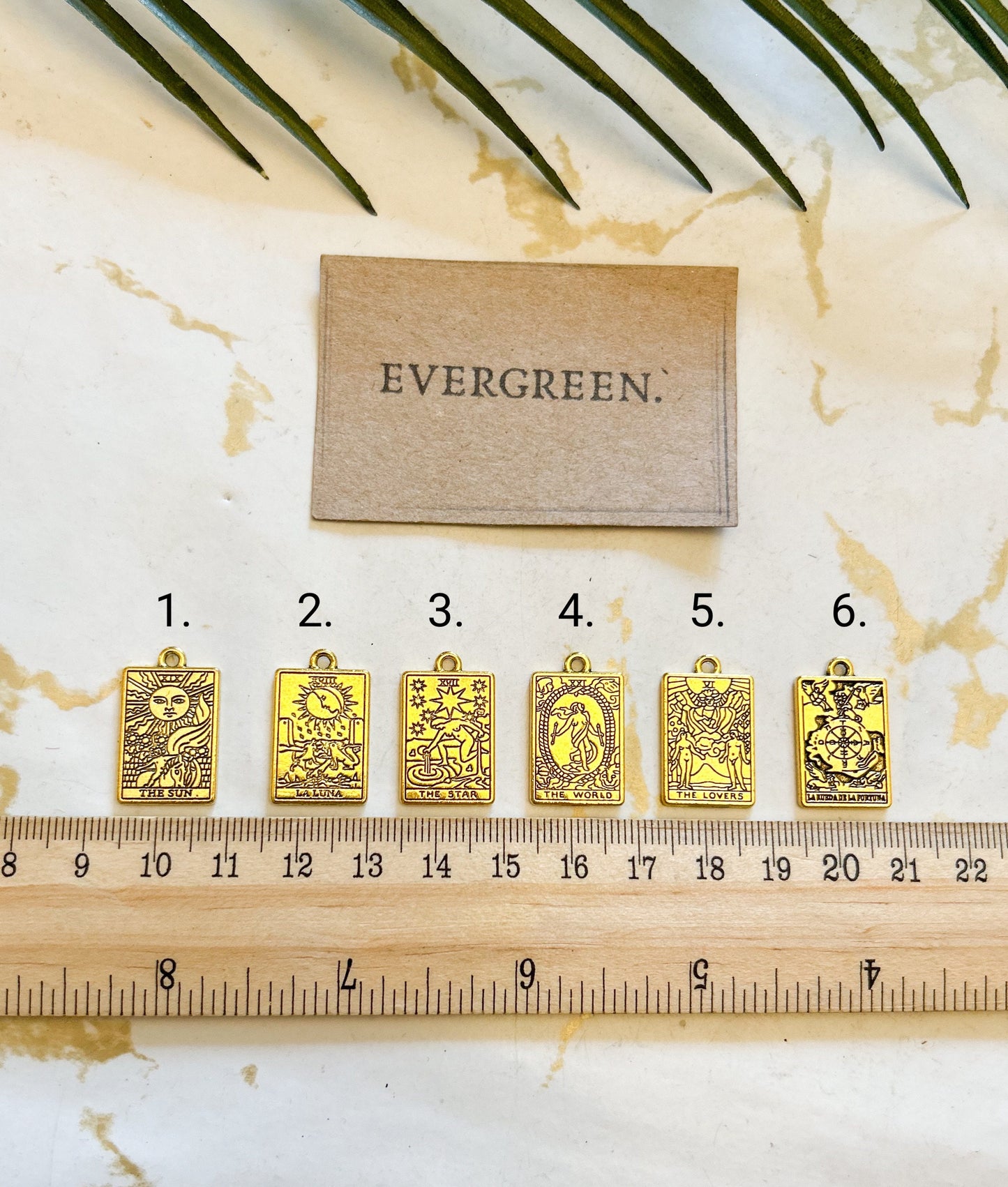 Gold Tarot Card Pendant / Charm - The Star, La Luna, The World, The Lovers, The Sun, La Rueda De La Fortuna