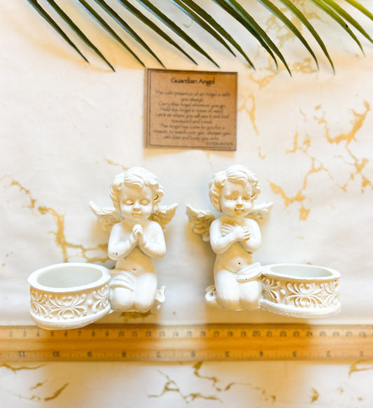 Guardian Angel / Cherub Candle / Tea Light Holders - Set Of 2