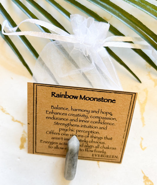 Rainbow Moonstone Crystal Point - Balance, Harmony & Hope