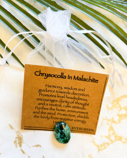 Chrysocolla In Malachite Crystal Cabochon - Harmony, Wisdom & Protection