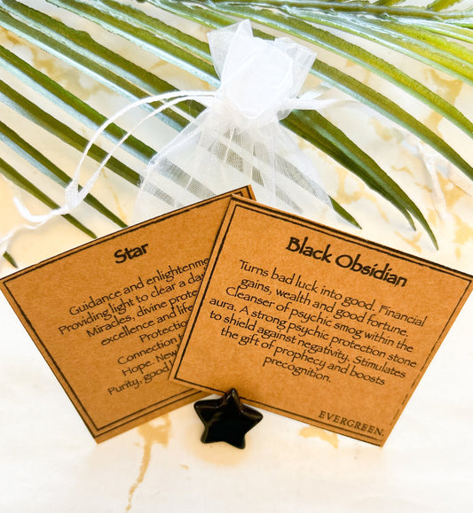 Black Obsidian Crystal Star - Financial Gain, Good Fortune & Luck