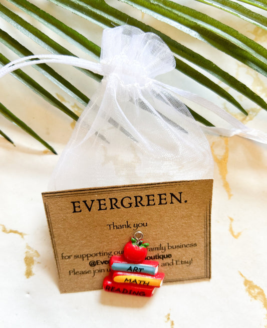 Art / Math / Reading / Apple / School Books Resin Pendant - Teacher / Pupil / Education / Graduation / Tutor