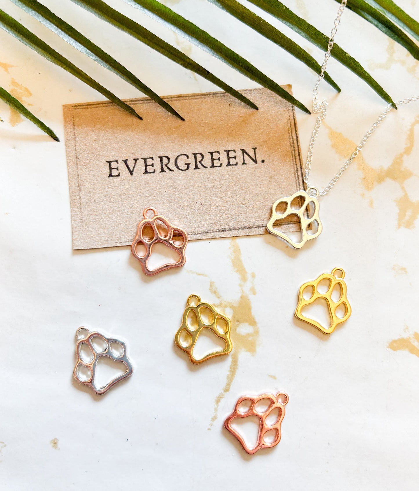 Silver / Gold / Rose Paw Print Pendant / Charm - Cat, Dog, Hamster, Guinea Pig, Hamster, Pet