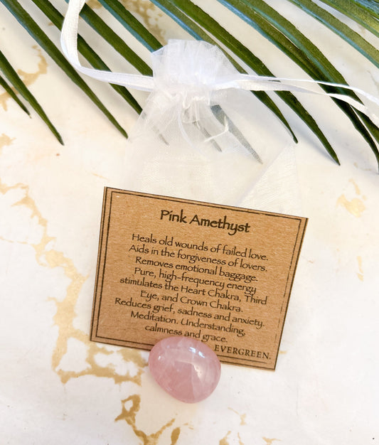 Pink Amethyst Crystal Tumbled Stone - Healing, Understanding & Calm