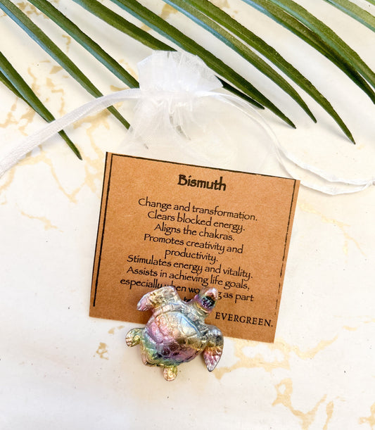 Bismuth Crystal Carvings - Cat / Turtle / Seahorse / Dragonfly / Starfish / Broomstick / Cat / Fossil