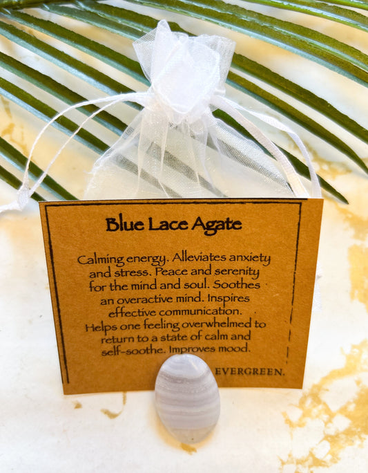 Blue Lace Agate Crystal Cabochon - Calming, Peace & Serenity