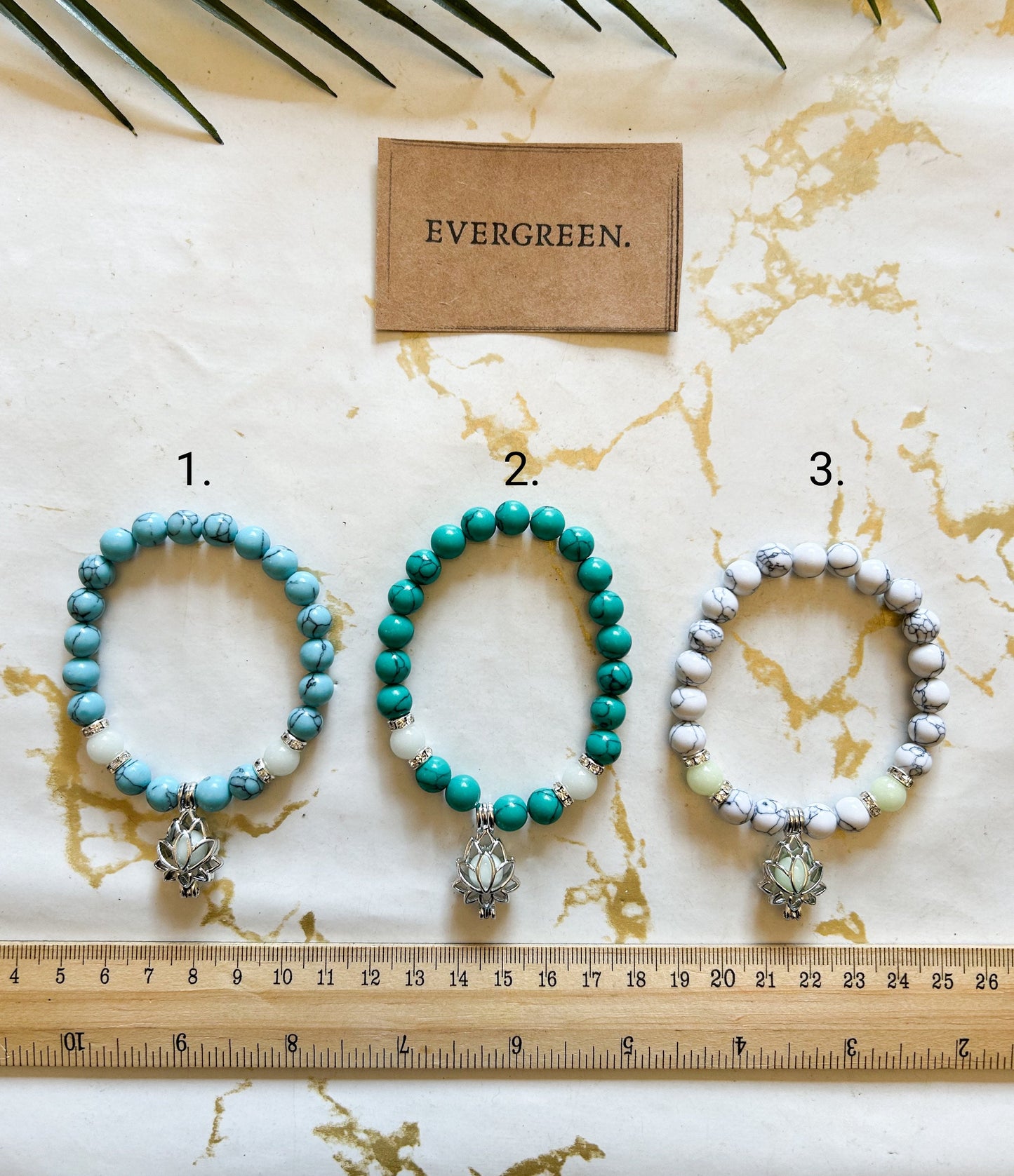 Crystal & Glow In The Darker Beaded Lotus Flower Bracelet - Turquoise / Howlite