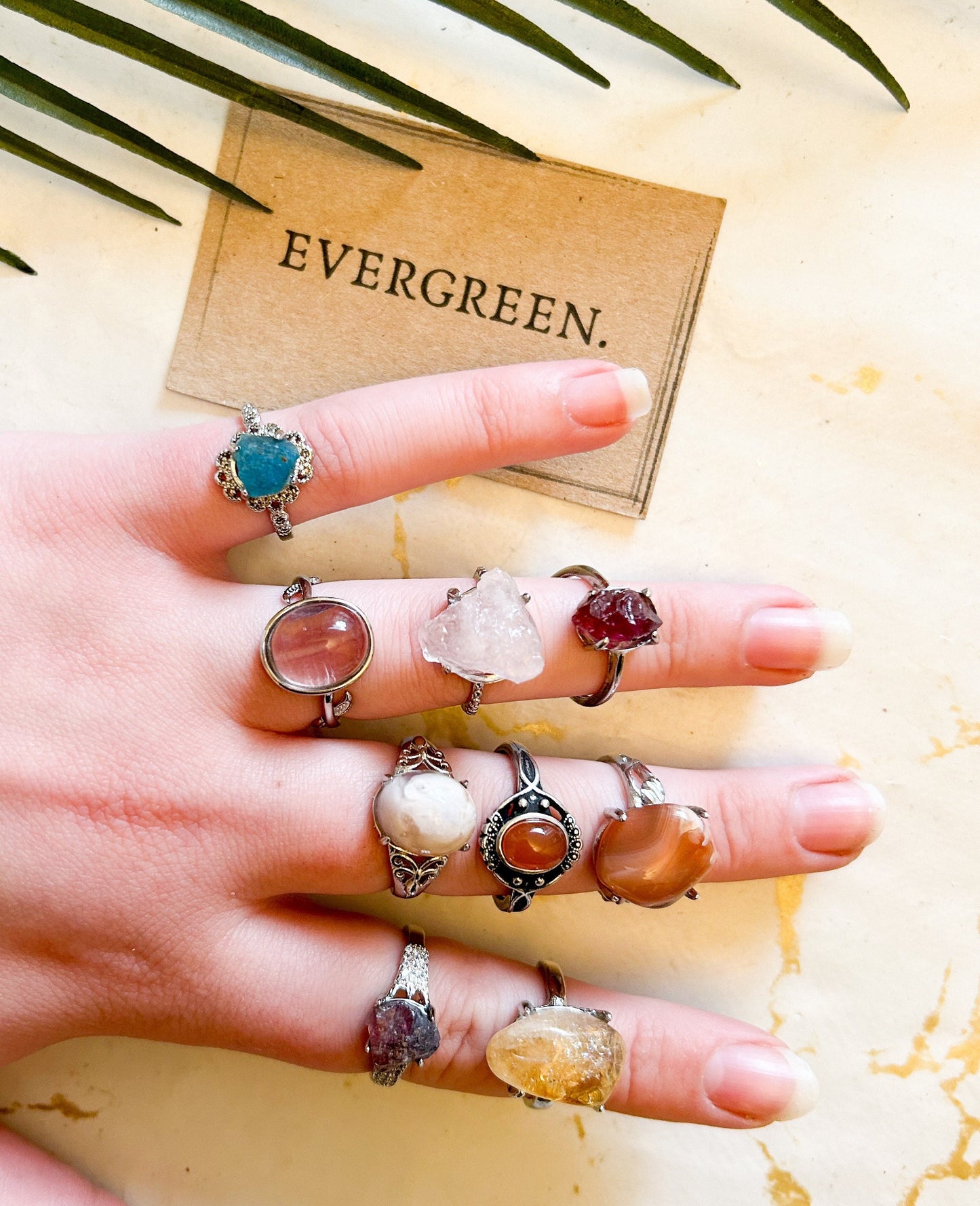 Natural Crystal Ring - Adjustable Size / Wide Variety Available!
