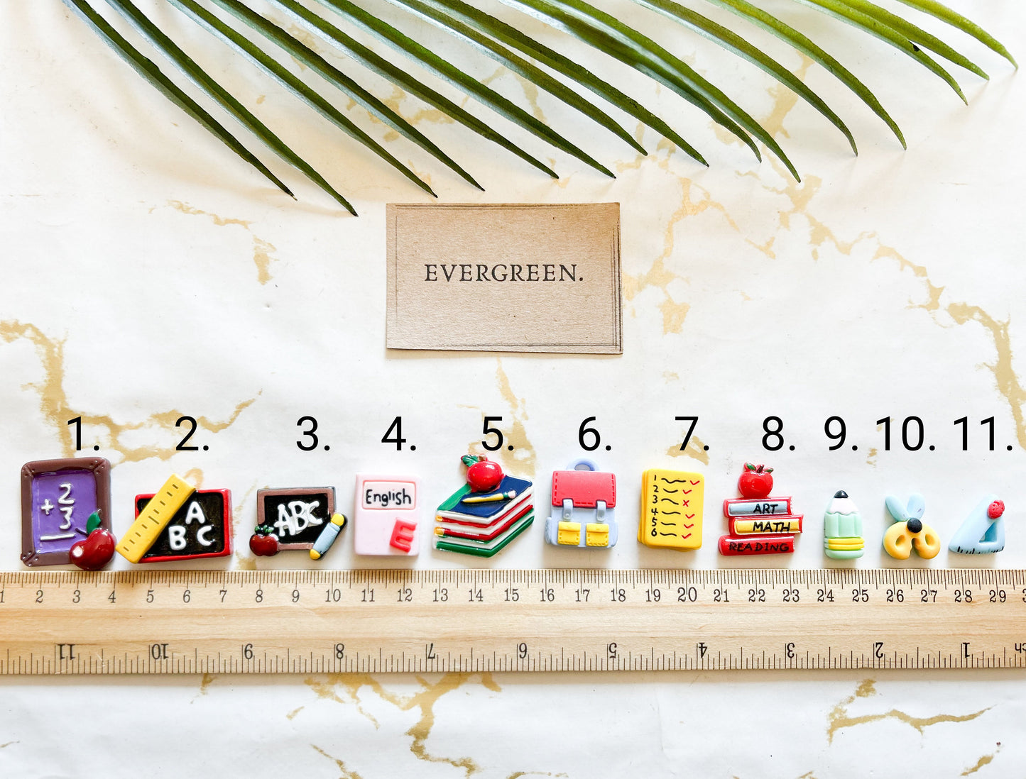 Resin Teacher / School / Classroom Charm - Blackboard / School Bag / Scissors / Maths / English / Pencil / Test / Exam / Books