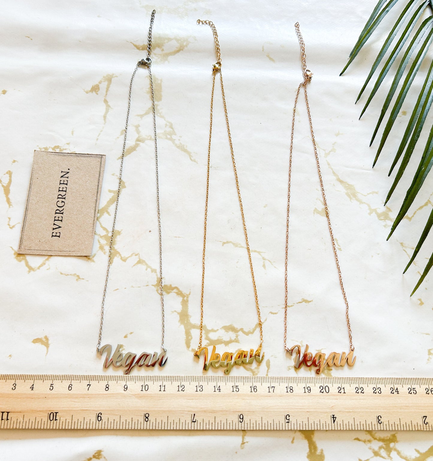 Gold / Silver / Rose Vegan Pendant Necklace & Chain