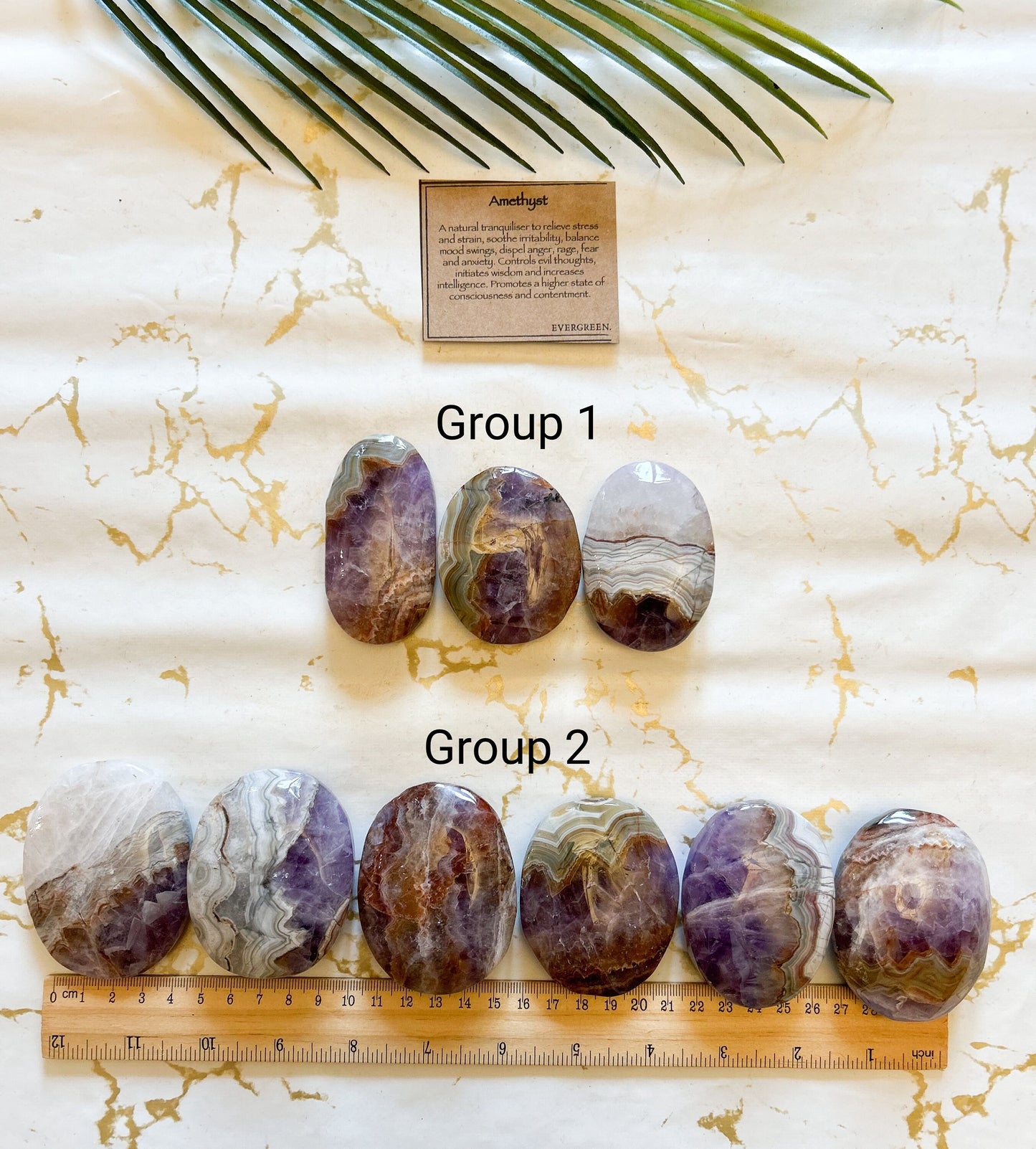 Amethyst Crystal Palm Stone / Pebble / Worry Stone - Stress Relief, Contentment & Wisdom