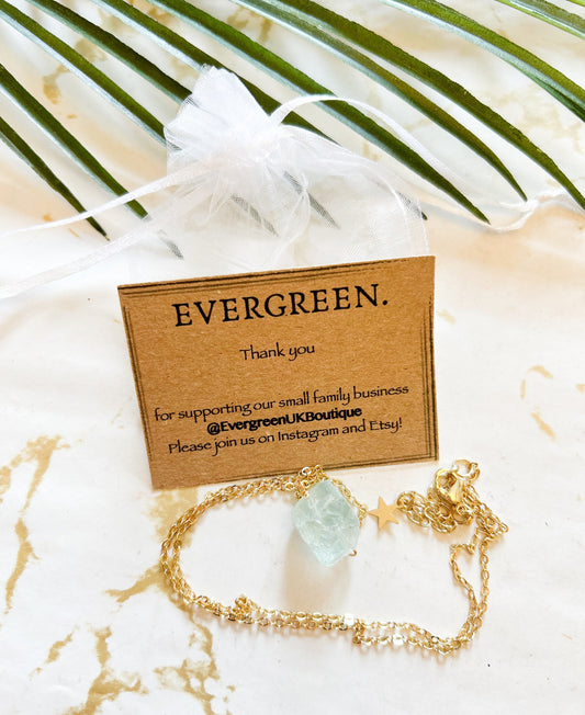 Raw / Rough Crystal Pendant & Gold Chain Necklace - Wide Variety Available!