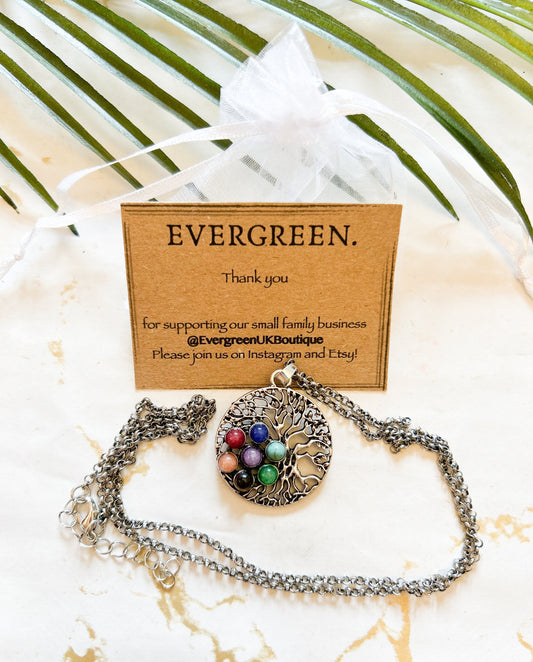 Chakras / Tree Of Life Crystal Pendant & Necklace Chain