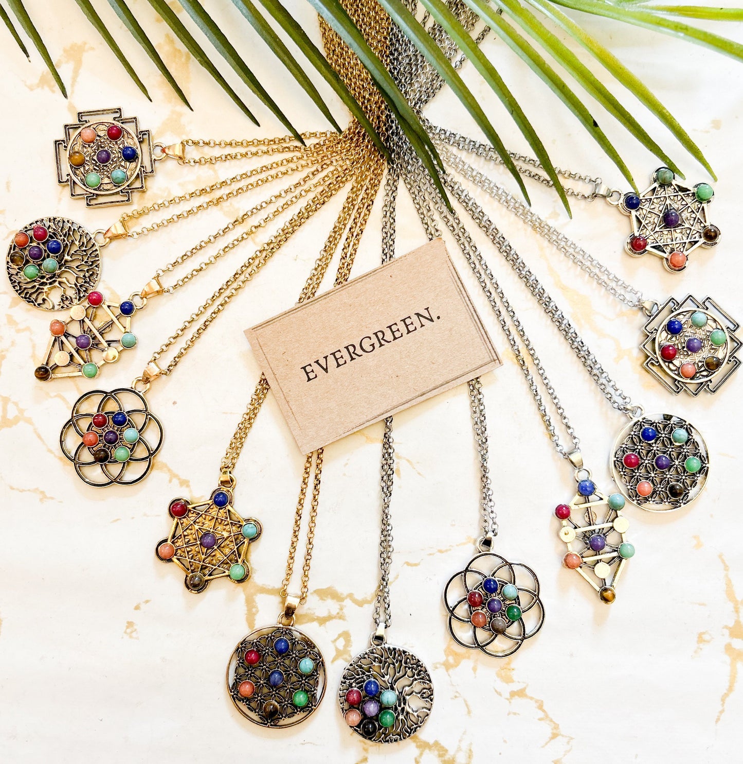 Chakras / Tree Of Life Crystal Pendant & Necklace Chain
