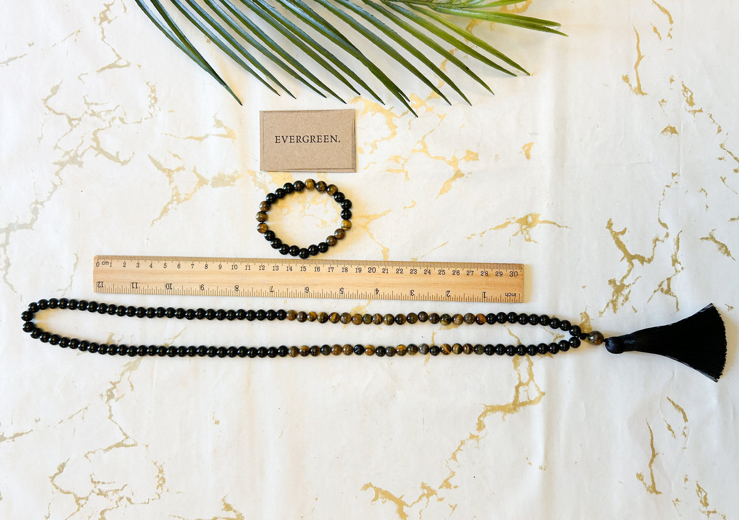 Handmade 108 Gold Tiger Eye And Black Obsidian Crystal Mala Beads / Bracelet - Courage, Stability & Self Worth