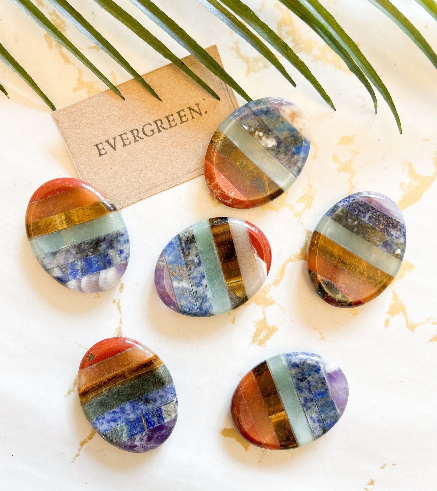 7 Chakra Crystal Thumb Stone / Worry Stone / Palm Stone - Stress & Anxiety Relief, Meditation, Healing