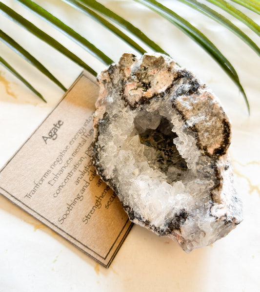 Agate Crystal Geode - Positive Energy, Concentration & Healing